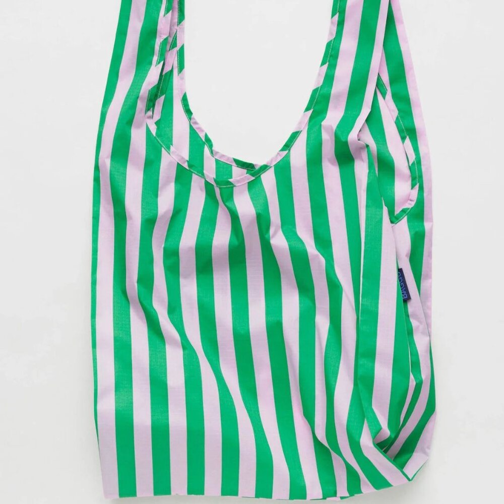 NWT Standard Baggu - Pink Green Awning Stripe